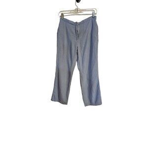 New World Milano‎ Linen Pants Size Small Blue straight leg